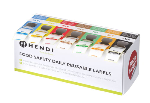 Set voedselveiligheidsstickers | Multifunctioneel | Eenvoudig verwijderbaar | met een dispenser | HENDI | 240x80x(H)100mm