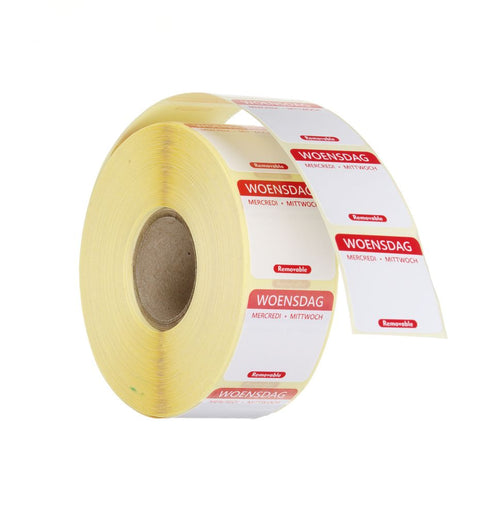Voedselveiligheidsstickers | Multifunctioneel | Eenvoudig verwijderbaar | HENDI | Woensdag | Rood | 1000 st. | 25x25mm