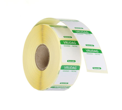 Voedselveiligheidsstickers | Multifunctioneel | Eenvoudig verwijderbaar | HENDI | Vrijdag | Groen | 1000 st. | 25x25mm