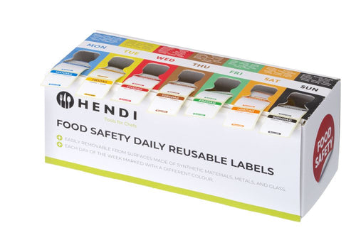 Set voedselveiligheidsstickers | Multifunctioneel | Eenvoudig verwijderbaar | Met dispenser | HENDI | 240x80x(H)100mm