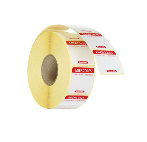 Voedselveiligheidsstickers | Multifunctioneel | Eenvoudig verwijderbaar | HENDI | Woensdag | Rood | 1000 st.