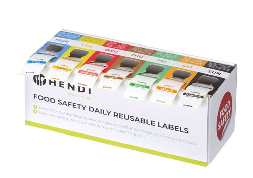 Set voedselveiligheidsstickers | Multifunctioneel | Eenvoudig verwijderbaar | Met dispenser | HENDI | 240x80x(H)100mm