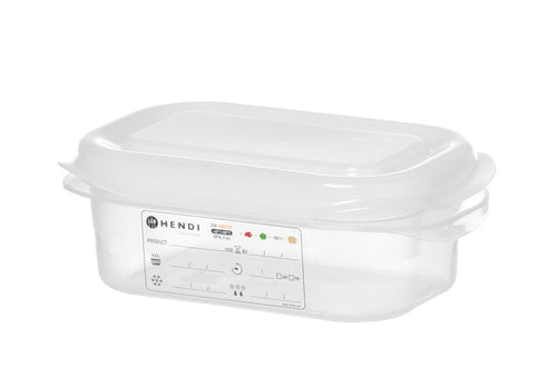 Gastronormbak Polypropyleen | HENDI | GN 1/9 | 0,6L | Transparant | 176x108x(H)65mm |