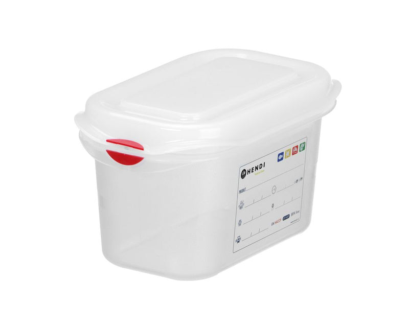 Gastronormbak Polypropyleen | HENDI | GN 1/9 | 1L | Transparant | 176x108x(H)100mm |