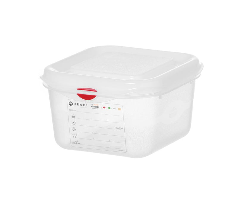 Gastronormbak Polypropyleen | HENDI | GN 1/6 | 1,7L | Transparant | 176x162x(H)100mm |