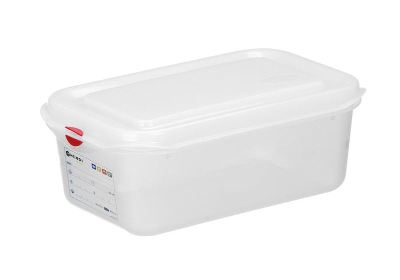 Gastronormbak Polypropyleen | HENDI | GN 1/4 | 2,8L | Transparant | 265x162x(H)100mm