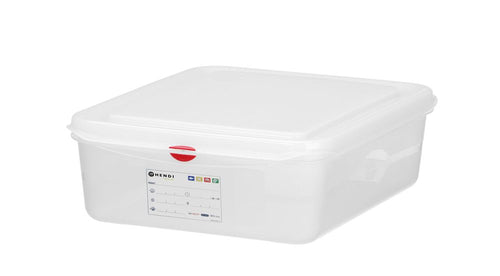 Gastronormbak Polypropyleen | HENDI | GN 1/2 | 6,5L | Transparant | 325x265x(H)100mm |