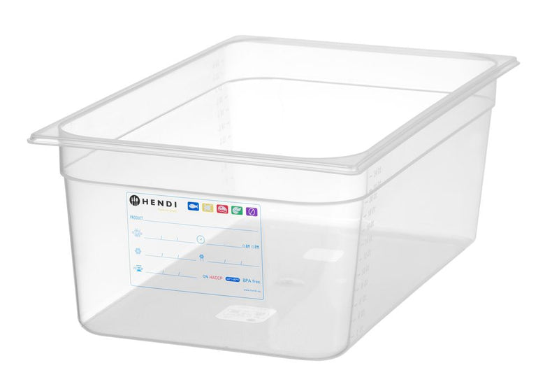 Gastronormbak | HENDI | GN 1/1 | 28L | Transparant | 530x325x(H)200mm
