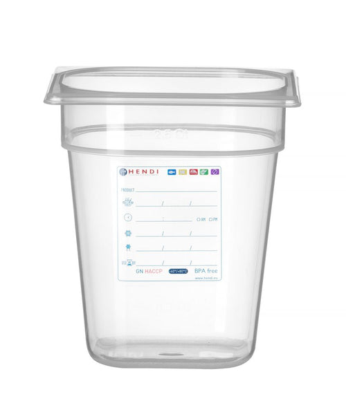 Gastronormbak | HENDI | GN 1/6 | 3,4L | Transparant | 176x162x(H)200mm