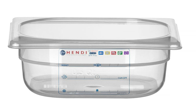 Gastronormbak | HENDI | GN 1/6 | 1L | Transparant | 176x162x(H)65mm