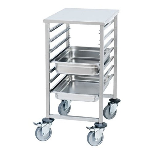 EMGA Regaalwagen | 7x 60x40cm | Werkplateau | Tussenruimte 85mm | 525x700x900mm | RVS